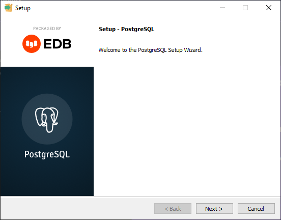 Запуск установки PostgreSQL